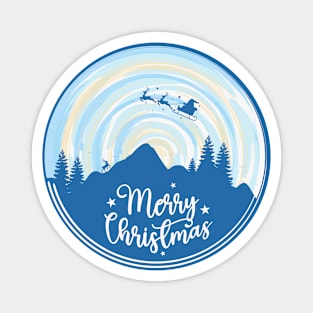 Christmas landscape in blue color Magnet